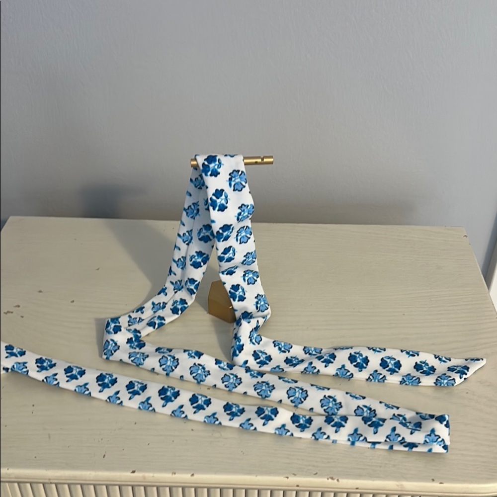 Floral Blue & White swim belt can also be head scarf tie j crew new without tag